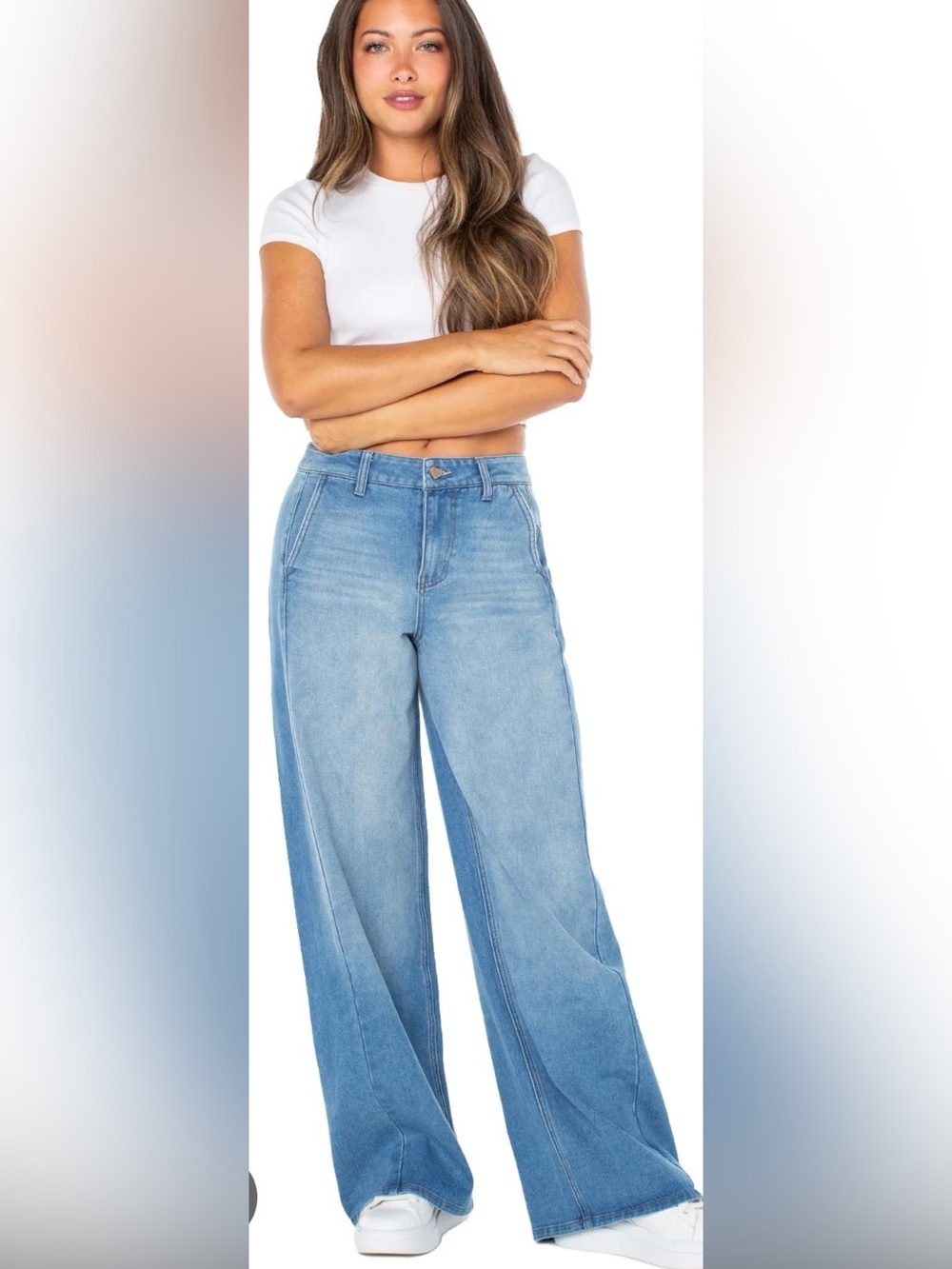 Celebrity Pink Light Blue Wide-Leg Jeans